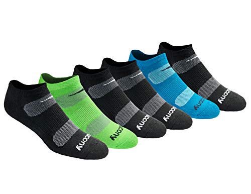 Saucony Herren Multipack Mesh belüftet Komfort Fit Performance No-Show Socken Laufsocken, Black Fashion (6 Paar), XX-Large (6er Pack) von Saucony