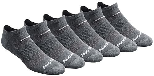 Saucony Herren Rundry Netzsocken, Belüftet, Bequeme Passform, Erhältlich in M-XXL (6, 12, 18 Laufsocken, Charcoal Heather (6 Paar), X-Large (6er Pack) von Saucony