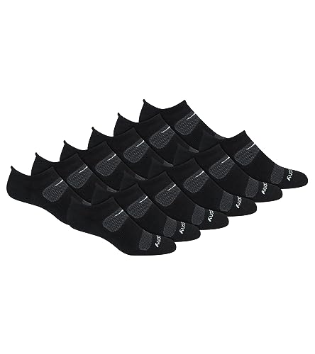 Saucony Herren Rundry Mesh Ventilating Comfort Fit Performance Tab Available in M-XL (6, Pairs) Socken, Schwarz (12 Paar), Large (12er Pack) von Saucony