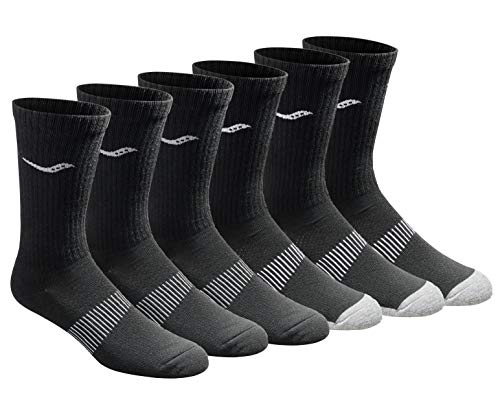 Saucony Men's 6 Pairs Run Dry Athletic Crew Socks, Black (6 Pairs), Shoe Size: 8-12 von Saucony
