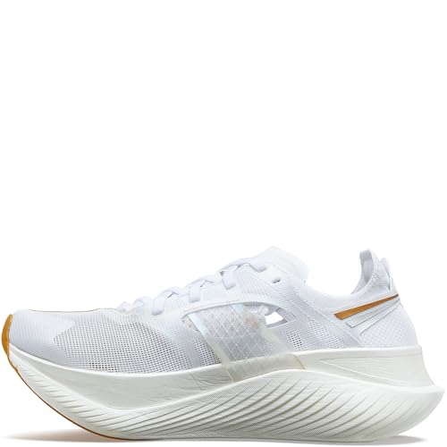 Saucony Men's Endorphin Elite Sneaker, White/Gold, 8 von Saucony