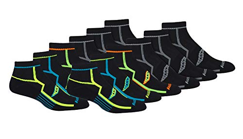 Saucony Men's Multi-Pack Bolt Performance Quarter Socks, Black (12 Pairs), Shoe Size: 8-12 von Saucony