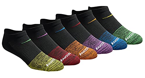Saucony Men's Multi-Pack Mesh Ventilating Comfort Fit Performance No-Show Socks, Fashion Tipped Black (6 Pairs), Shoe Size: 8-12 von Saucony