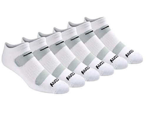 Saucony Men's Multi-Pack Mesh Ventilating Comfort Fit Performance No-Show Socks, White (6 Pairs), Shoe Size: 6-9 von Saucony