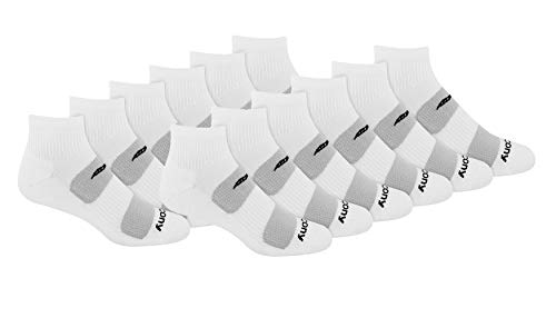 Saucony Men's Multi-Pack Mesh Ventilating Comfort Fit Performance Quarter Socks (6, White (12 Pairs), Shoe Size: 8-12 von Saucony