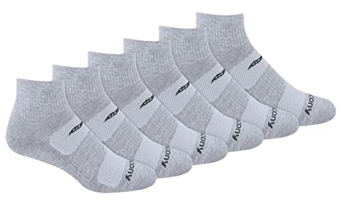 Saucony Men's Multi-Pack Mesh Ventilating Comfort Fit Performance Quarter Socks (6 & 12, Grey (6 Pairs), Shoe Size: 8-12 von Saucony