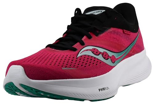 Saucony Damen Ride 16 Sneaker, Rosa/Schwarz, 38.5 EU von Saucony