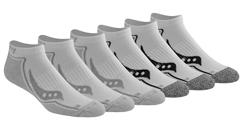 Saucony RunDry Bolt Performance No-Show Herren-Socken, erhältlich in M-XXL (6, 12, 18 Paar), White Repreve (6 Paar), Large von Saucony