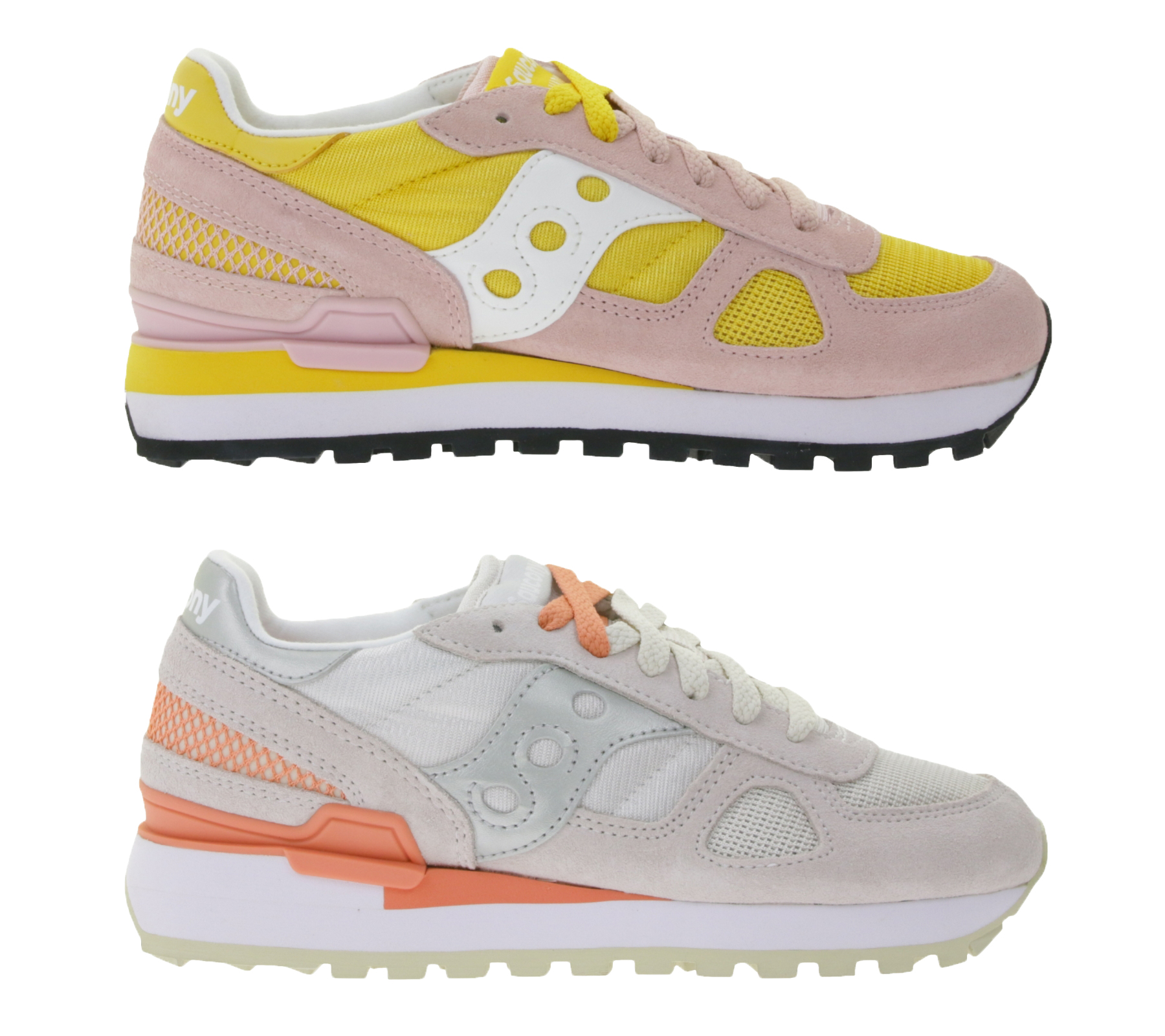 Saucony Shadow Original Damen Sneaker im Retro-Look mit EVA-Zwischensohle Echtleder-Schuhe S1108 Koralle/Orange oder Rosa/Gelb von Saucony