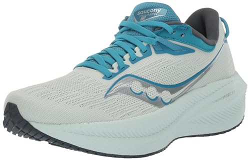 Saucony Damen Triumph 21 Laufschuhe Neutralschuh Weiß - Hellblau 38,5 von Saucony