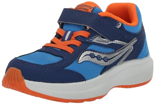 Saucony Unisex-Kinder-Sneaker mit alternativem Verschluss, Blau/Orange, 12.5 Wide Big Kid von Saucony