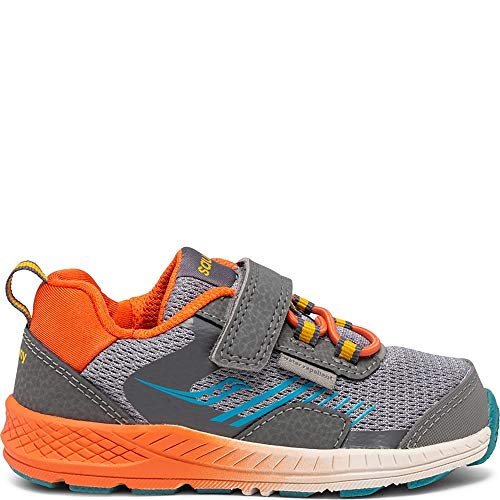 Saucony Wind Shield Alternative Closure Jr Sneaker, Grey/Orange/Blue, 4 US Unisex Little Kid von Saucony