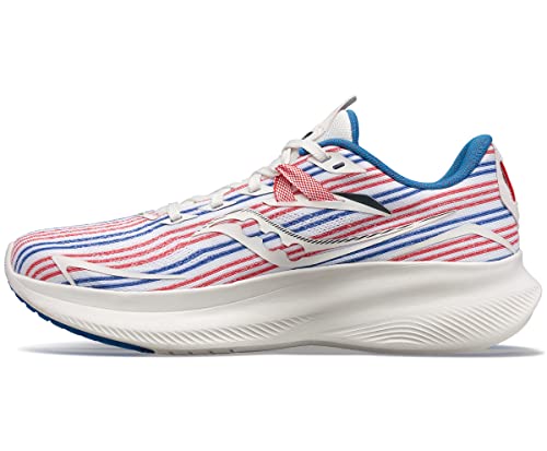 Saucony Women's Ride 15 Sneaker, White/Blue/Red, 10.5 von Saucony