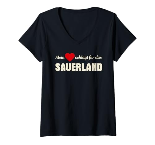 Damen Sauerland Deutschland Sauerländer Berge Wandern T-Shirt mit V-Ausschnitt von Sauerland Deutschland Wandern Reiseführer