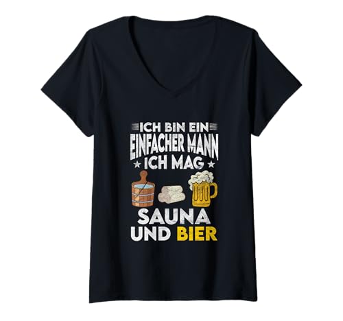 Damen Sauna Spruch saunieren Wellness T-Shirt mit V-Ausschnitt von Saunagänger Dampfbad Designs