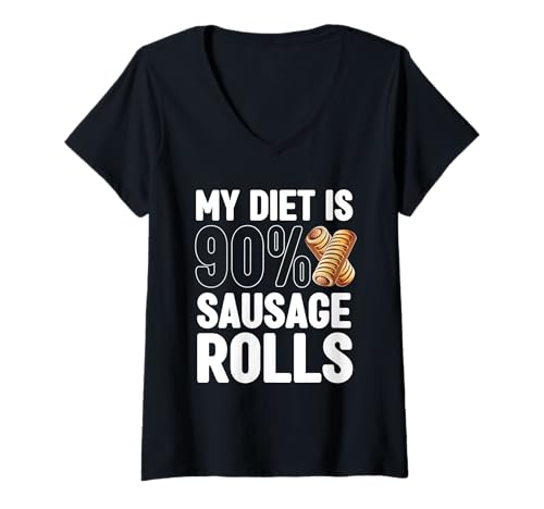 Damen My Diet is 90% Sausage Rolls Lover Food Eater Würstchen T-Shirt mit V-Ausschnitt von Sausage Rolls Apparel For Women & Men