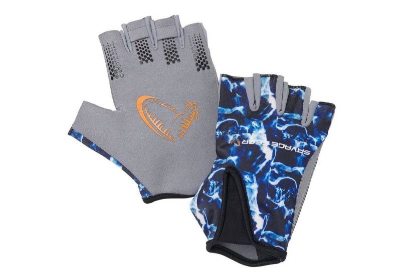Savage Gear Angelhandschuhe Savage Gear Marine Half Gloves Sea Blue - Angelhandschuhe von Savage Gear