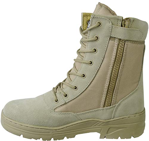 Savage Island Armee Stiefel Combat Boots mit Reißsverschluss Wildleder Beige von Savage Island