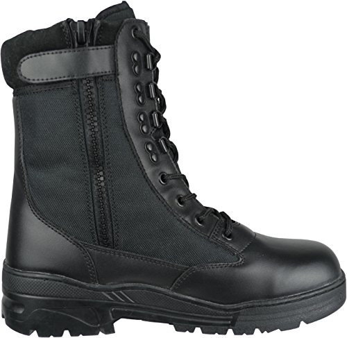 Savage Island Leder Stiefel Kampfstiefel Einsatzstiefel mit Reissverschluss Militär Bundeswehr Wandern Tactical Boot Schwarz, 40 EU von Savage Island