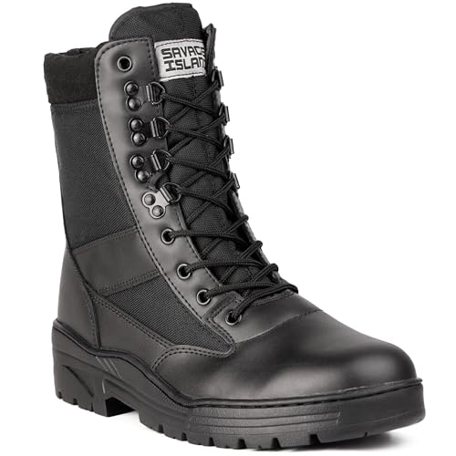 Savage Island Leder Stiefel Kampfstiefel Einsatzstiefel mit Reissverschluss Militär Bundeswehr Wandern Tactical Boot Schwarz, 45 EU Savage Island Leder Stiefel Kampfstiefel Einsatzstiefel mit Reissverschluss Militär Bundeswehr Wandern Tactical Boot Schwarz, 45 EU von Savage Island