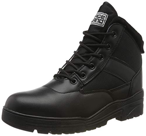 Savage Island Schwarze Leder Combat Boots Einsatzstiefel Kampfstiefel Mittelhoch Bundeswehr von Savage Island