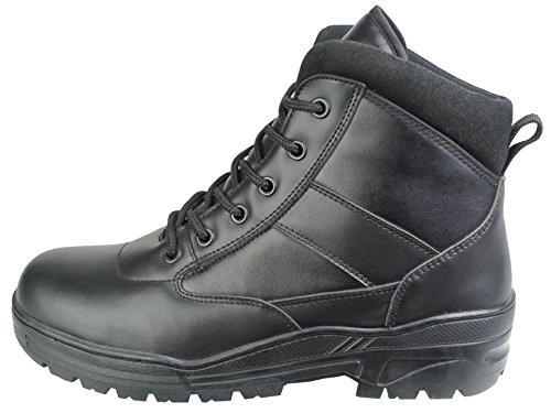 Schwarze Mittelhohe Vollleder Combat Boots Militärstiefel Kampfstiefel mit Reißverschluss ,FarbeSchwarz -Gr. 44 EU , 10 UK von Savage Island