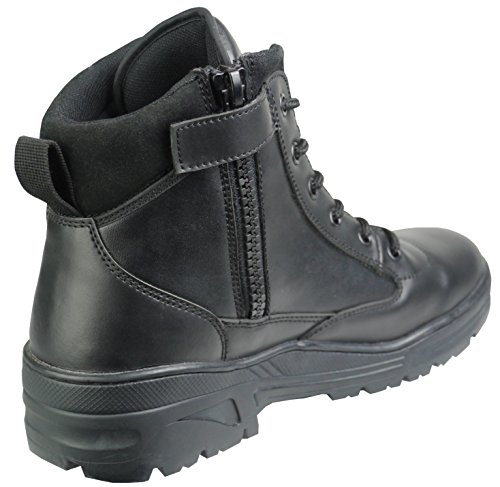 Schwarze Mittelhohe Vollleder Combat Boots Militärstiefel Kampfstiefel mit Reißverschluss ,FarbeSchwarz -Gr. 45 EU , 11 UK von Savage Island