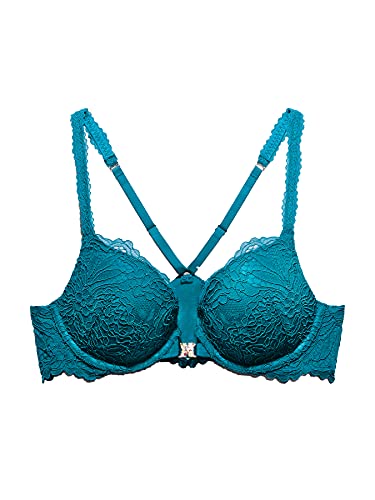 Savage X Fenty Damen Romantic Corded Lace Front-Closure Push Up Bra BH, Laidback Blue, 85B von Savage X Fenty