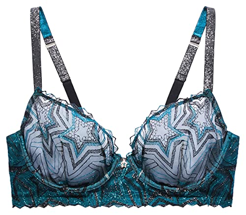 Savage X Fenty Damen Shining Star Embroidered Unlined Demi Bra BH, Wildblumen-Stickerei mit Sternenmuster, 90C von Savage X Fenty