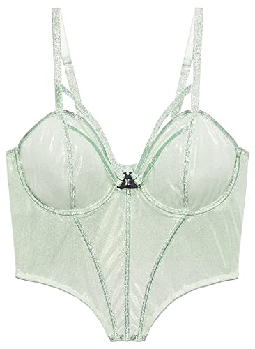 Savage X, Women's, Going Platinum Mesh Bustier, Mesh, Green Mist, L von Savage X