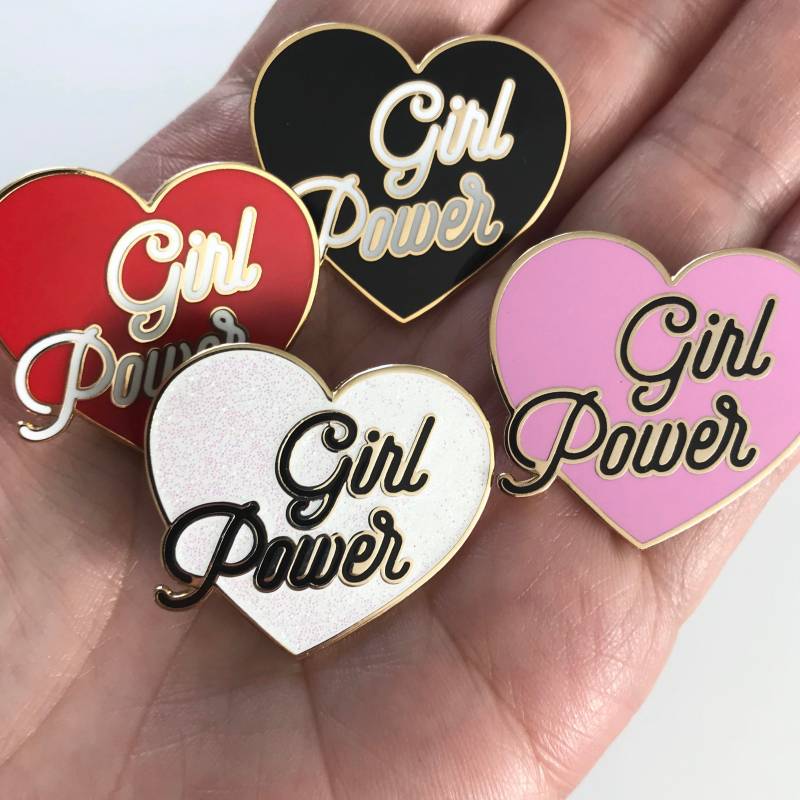 Girl Power Pin - Harter Emaille Gleichheit Feminist Gang Boss Pink, Rot, Weiß Glitter Oder Schwarz von SavageSeeds