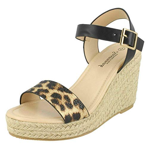 Savannah Damen-Sandalen mit Keilabsatz, - Hellbrauner Leopardenmuster - Größe: 38 EU von Savannah