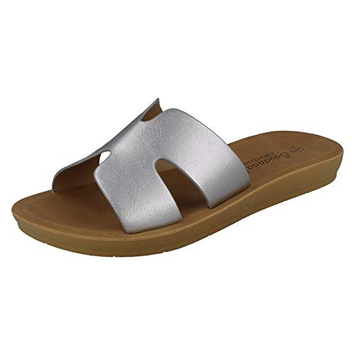 Savannah Damen Slip On Pantoletten, Silber - Silber - Größe: 39 EU von Savannah