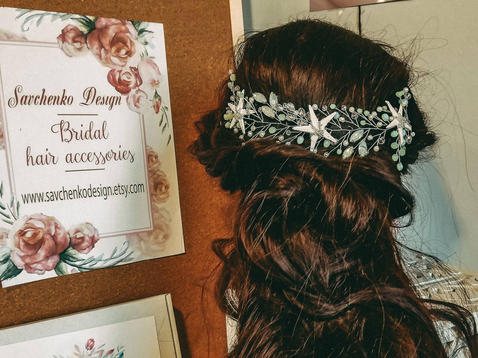 Seestern Braut Haarreif Mintgrüner Haarkranz von SavchenkoDesign