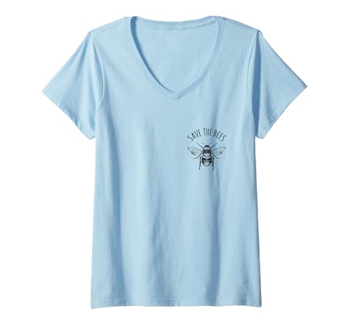 Damen Save The Bees Bee Kind, Taschenformat, umweltfreundlich T-Shirt mit V-Ausschnitt Damen Save The Bees Bee Kind, Taschenformat, umweltfreundlich T-Shirt mit V-Ausschnitt von Save The Bees Tees Co.
