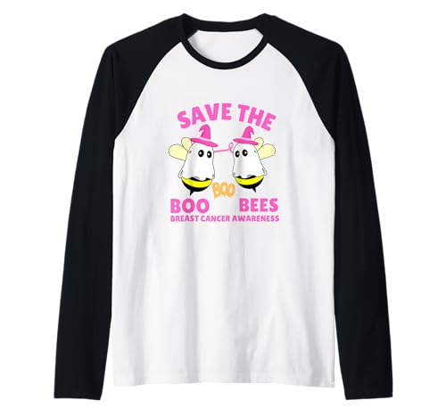 Save The Boobees Boo Bees Brustkrebs Halloween Frauen Raglan von Save The Boobees Boo Bees Breast Cancer Halloween