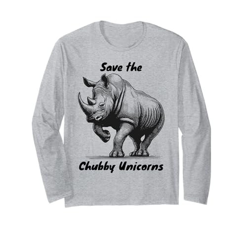 Lustiges Nashorn molliges Einhorn Spruch Frauen Mädchen Kinder Langarmshirt von Save the Chubby Unicorn Funny animal Joke Dads