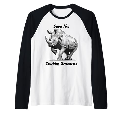 Lustiges Nashorn molliges Einhorn Spruch Frauen Mädchen Kinder Raglan von Save the Chubby Unicorn Funny animal Joke Dads