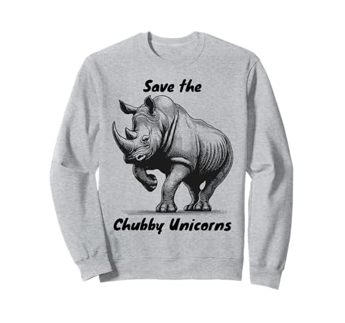 Lustiges Nashorn molliges Einhorn Spruch Frauen Mädchen Kinder Sweatshirt von Save the Chubby Unicorn Funny animal Joke Dads