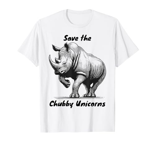 Lustiges Nashorn molliges Einhorn Spruch Frauen Mädchen Kinder T-Shirt von Save the Chubby Unicorn Funny animal Joke Dads