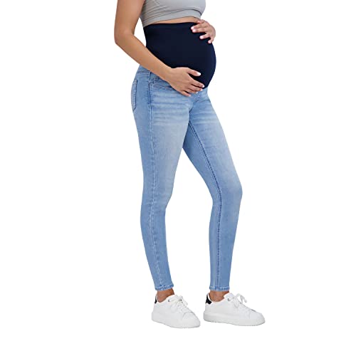 Savi Parker Damen Schwangerschaftsjeans über dem Bauch - Schwangerschaftskleidung für alle Jahreszeiten, Umstandshose - 74 cm Schrittlänge, Savannah Wash, Groß von Savi Parker