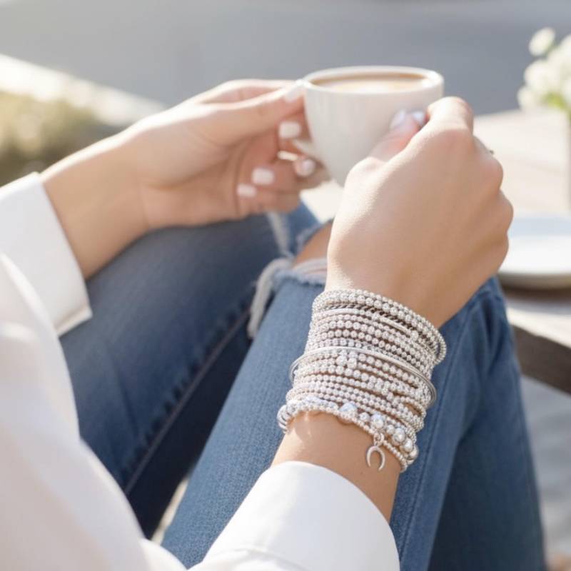 Silberarmband, Perlenarmband, Armband Aus Sterlingsilber, 925Er Sterlingsilberarmband, Silberarmband Für Frauen, Bettelarmband von Savijewelry