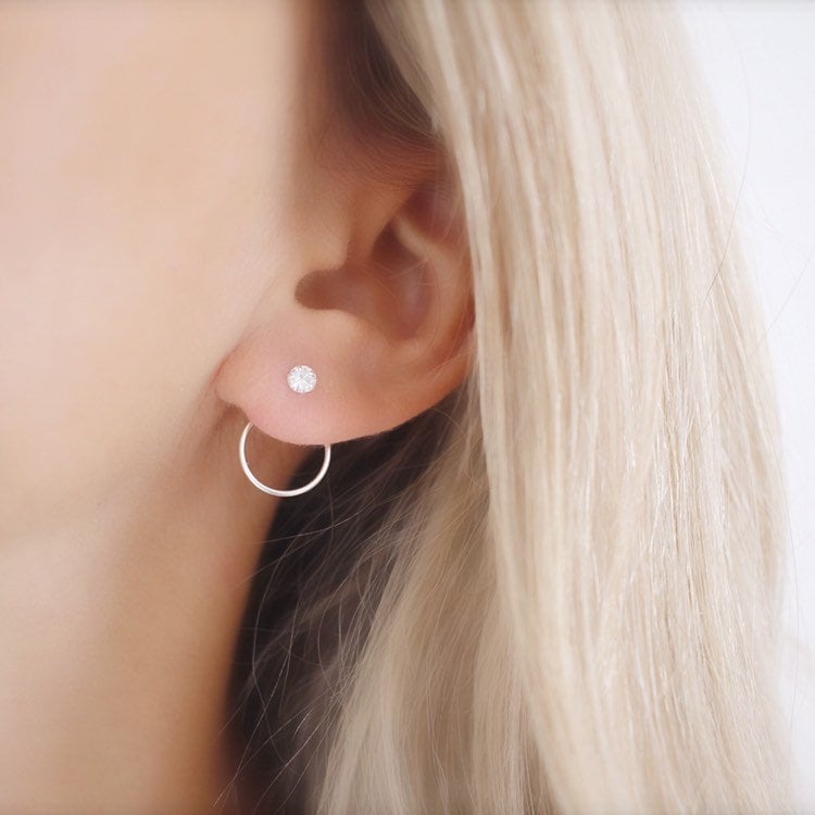 Sterling Silber Ear Jacket Ohrringe Minimalist Front Back Studs von Savijewelry