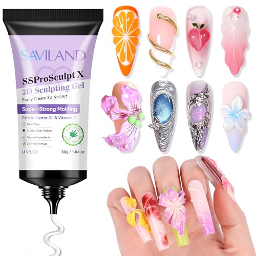 SAVILAND 3D Gel Nail Art:30g Rhinestone Glue Gel for Nail Charms Skulptur Charms Multifunktionell Nagel Carving DIY Nageldesign Sculpting Nagelmodellage Hause von Saviland