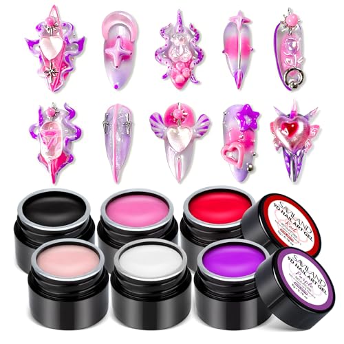 SAVILAND 3D Skulptur Nail Gel Art: 6 Farben Non Stick Solid Builder Gel Nägel Glue Press on Nail Multifunktionales Carving Nagelgel für DIY Nageldesign Nagelschnitzerei Nagelmodellage Hause von Saviland