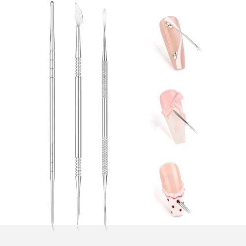 SAVILAND Advanced Nail Art Sculpture Pen: Präzisions Skulptur Maniküre Werkzeug 3PCS Doppel Köpfe Gel Schnitzen Pinsel Edelstahl Nail Dotting Tools 3D Skulptur Gel Nagel Pinsel Nageldesign Salon Pro von Saviland
