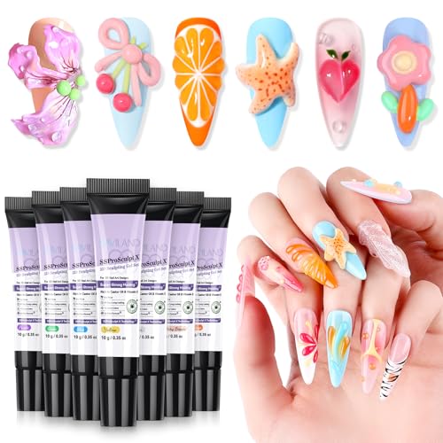 SAVILAND SSPro X 3D Gel Nail Art: 12 Farben Rhinestone Glue Gel for Nail Charms 3D Sculpting Multifunktionell Nagel Carving DIY Nägel Glue Press on Nail Nageldesign Skulptur Nagelmodellage Hause von Saviland