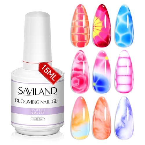 Saviland Blooming Gel Set - 15ml Clear Blooming Gel Nagellack Soak Off UV LED Gels Nail Polish for Nail Painting Marble Watercolor Bloom Gels Polish Home DIY Nail Art Design von Saviland
