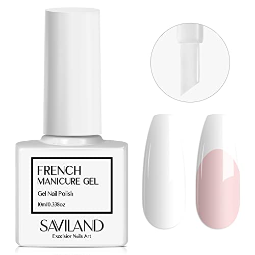 Saviland【Upgrade】Schönes Weiß French Gel Nagellack - 10 ml Soak Off Neon UV Nagellack Weiß für Maniküre UV Gel French Nails Art Starter, Gellack UV für French Nails Stempel & Home DIY von Saviland