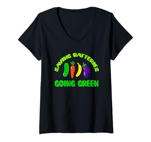 Damen Sparen Sie Batterien Werden grün T-Shirt mit V-Ausschnitt Damen Sparen Sie Batterien Werden grün T-Shirt mit V-Ausschnitt von Saving Batteries Going Green Tees